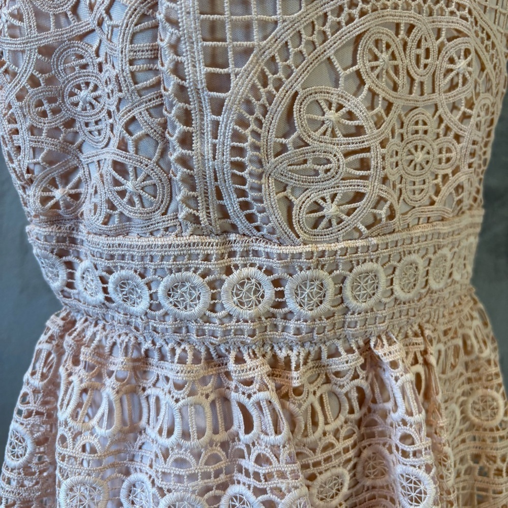 Miami Boho Bohemian Feminine Lace Midi Dress Sz L - Picture 4 of 12